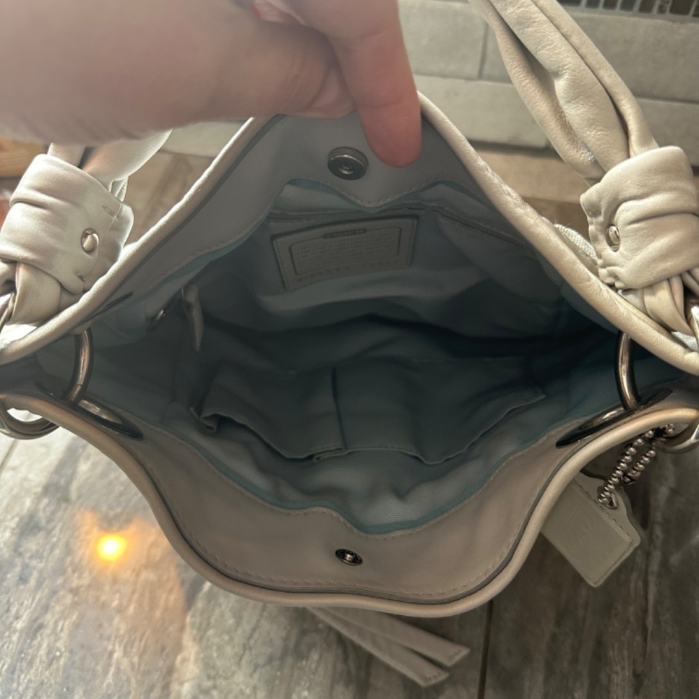 Coach Metallic Silver and Taupe Signature Hobo Bag - Picture 5 of 12